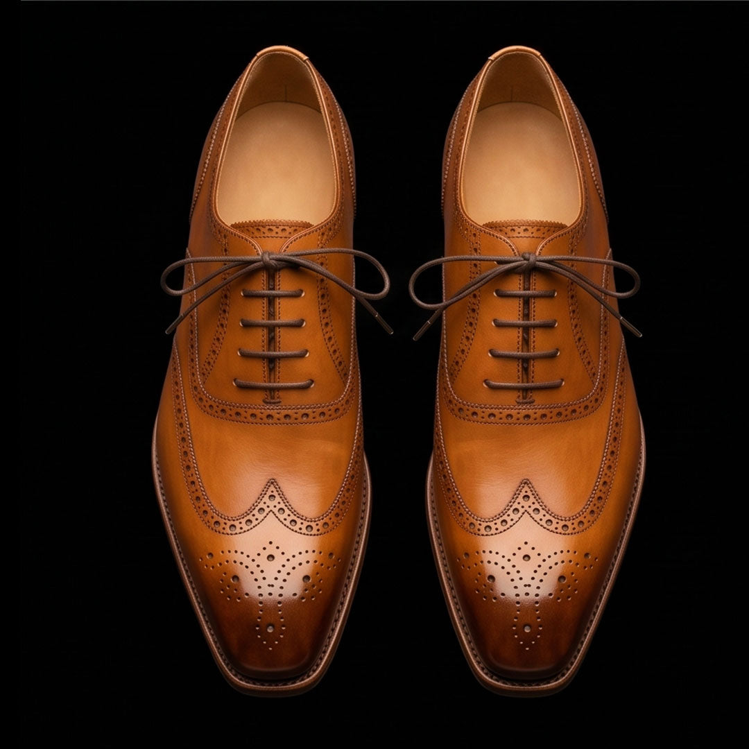 Men's Brown Leather Wingtip Brogue Oxford Shoes – The Royale Leather