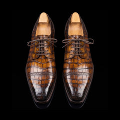Men's Brown Patina Alligator Leather Oxford Shoes