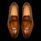 Men's Brown Patina Leather Monk Buckle Loafers