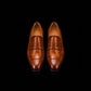 Men's Brown Patina Leather Brogue Penny Loafers