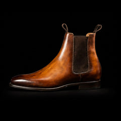Men's Brown Patina Leather Chelsea Boots