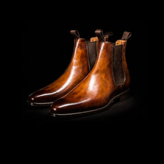 Men's Brown Patina Leather Chelsea Boots