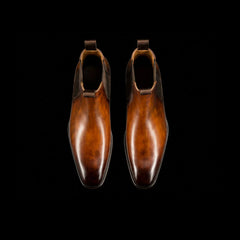Men's Brown Patina Leather Chelsea Boots
