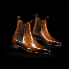Men's Brown Patina Leather Chelsea Boots