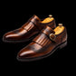Men's Brown Patina Leather Fringed Wingtip Shoes