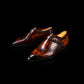 Men's Brown Patina Leather Monk Style Derby Shoes