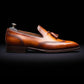 Men's Brown Patina Leather Wingtip Oxford Tassel Loafers