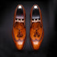 Men's Brown Patina Leather Wingtip Oxford Tassel Loafers