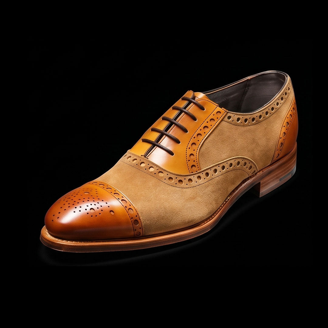 Men's Brown Suede Leather Cap Toe Formal Oxford Shoes