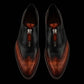 Men's Brown & Black Leather Wingtip Zipper Shoes