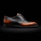 Men's Brown & Black Leather Wingtip Zipper Shoes
