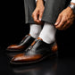 Men's Brown & Black Leather Wingtip Zipper Shoes