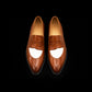 Men's Brown & White Leather Penny Loafers