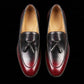 Men's Burgundy Hand Painted Leather Tassel Loafers