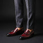Men's Burgundy Hand Painted Leather Tassel Loafers