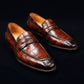 Men's Burgundy Patina Leather Penny Loafers