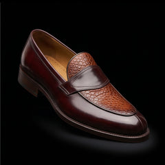 Men's Dual Tone Brown Leather Penny Loafers