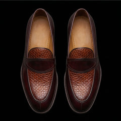 Men's Dual Tone Brown Leather Penny Loafers