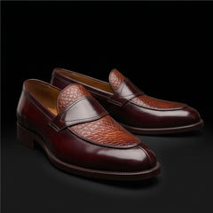 Men's Dual Tone Brown Leather Penny Loafers