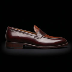 Men's Dual Tone Brown Leather Penny Loafers