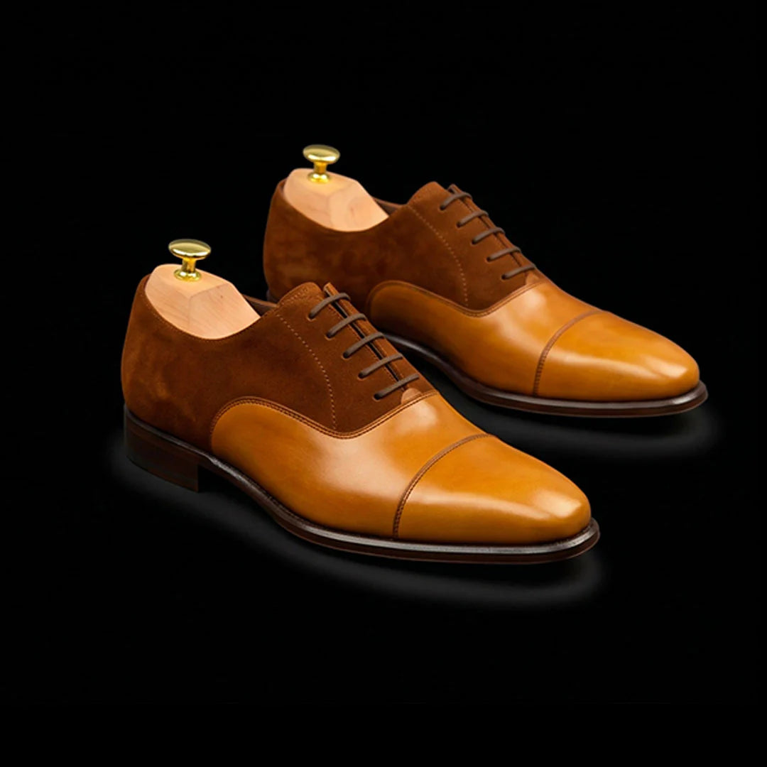 Men's Dual Tone Brown Suede Leather Oxford Shoes