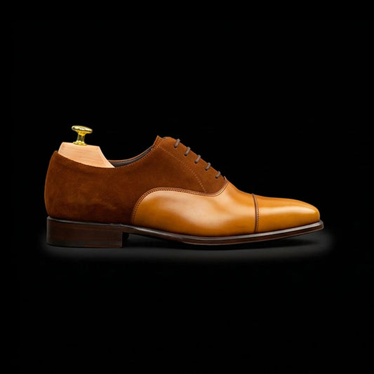 Men's Dual Tone Brown Suede Leather Oxford Shoes