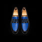 Men's Genuine Black & Blue Leather Penny Loafers