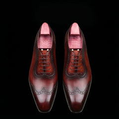 Men's Genuine Brown Leather Wingtip Oxford Shoes