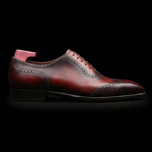 Men's Genuine Brown Leather Wingtip Oxford Shoes