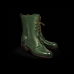Men's Genuine Green Leather Long Boots