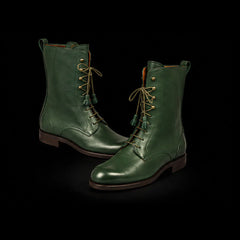 Men's Genuine Green Leather Long Boots