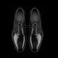 Men's Handmade Black Leather Medallion Toe Shoes