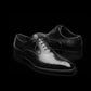 Men's Handmade Black Leather Medallion Toe Shoes
