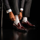 Men's Handmade Ox Blood Patina Leather Penny Loafers