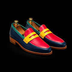 Men's Multi Color Leather Penny Loafers