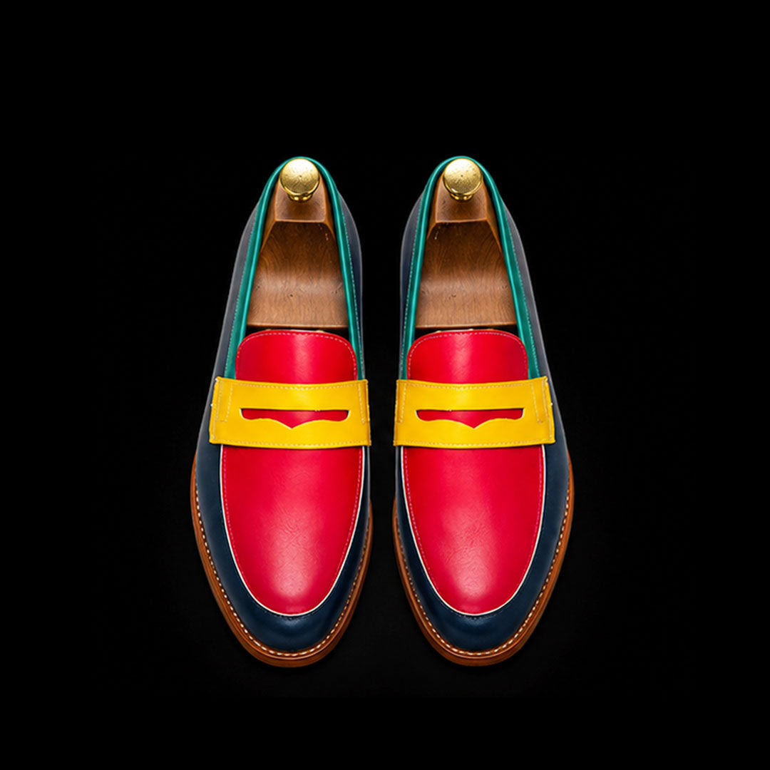 Men's Multi Color Leather Penny Loafers