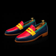 Men's Multi Color Leather Penny Loafers