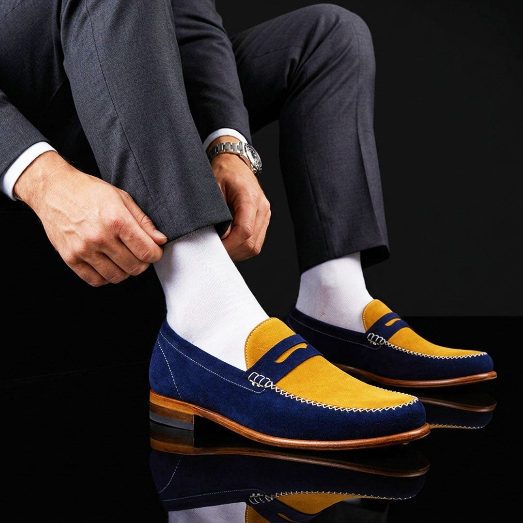 Men's Multi Color Pure Suede Penny Loafers