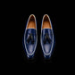 Men's Navy Blue Leather Tasseled Moccasin Loafers