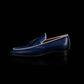 Men's Navy Blue Leather Tasseled Moccasin Loafers