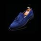 Men's Navy Blue Suede Fringed Tassel Loafers