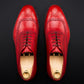 Men's Red Leather Formal Lace Up Oxford Shoes