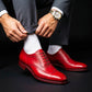 Men's Red Leather Formal Lace Up Oxford Shoes