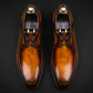 Men's Tan Brown Patina Leather Derby Shoes