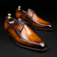 Men's Tan Brown Patina Leather Derby Shoes