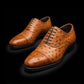 Men's Tan Ostrich Impression Leather Oxford Shoes
