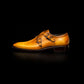 Men's Tan Yellow Patina Leather Cross Monk Shoes