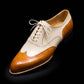 Men's Tan & White Leather Wingtip Dress Shoes
