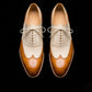 Men's Tan & White Leather Wingtip Dress Shoes