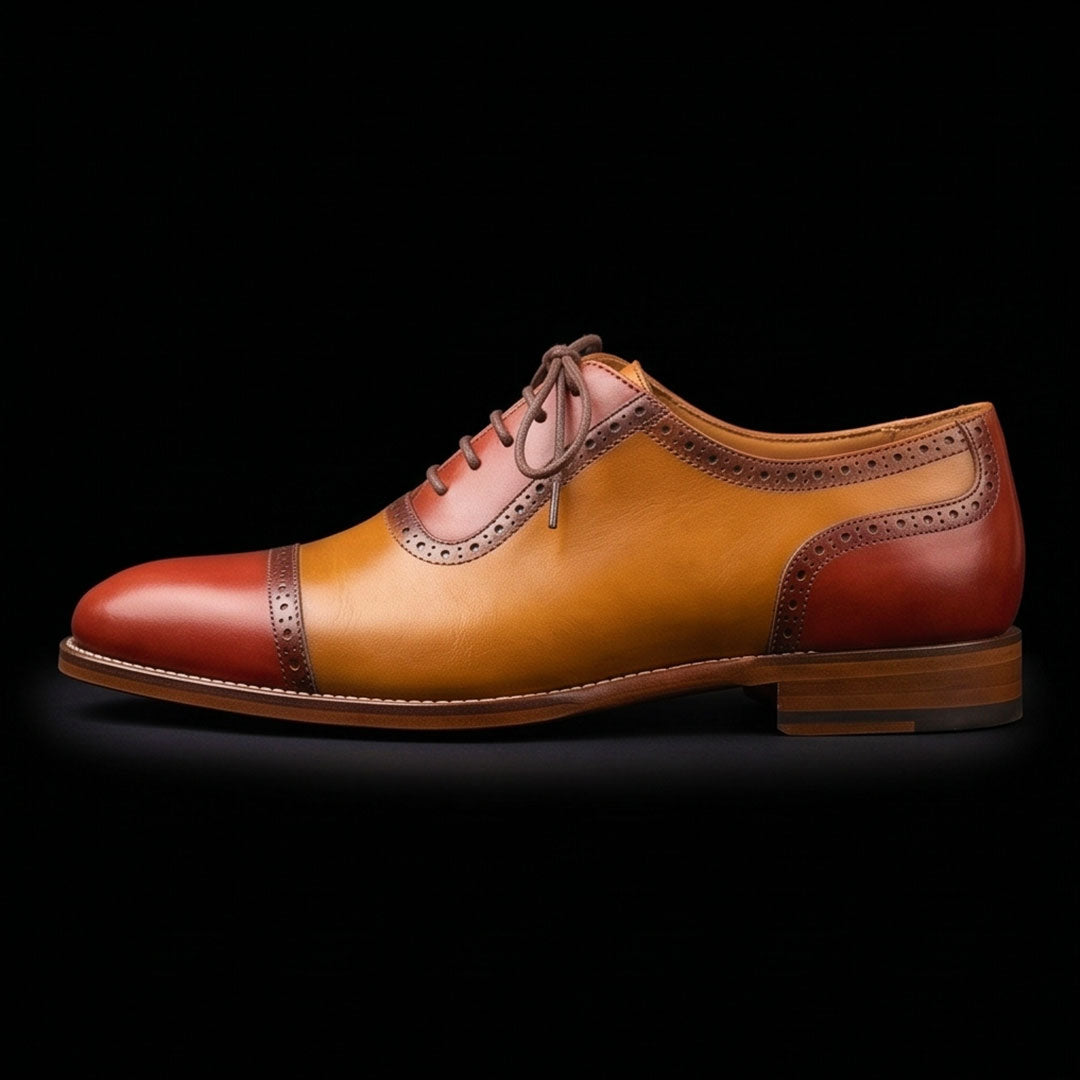 Men's Two Tone Brown Leather Oxford Shoes